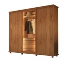 Ver imagem 2 de Guarda-Roupa Casal 3 Portas de Correr 1 Porta com Vidro Reflecta com LED 5 Gavetas Portugal Carvalho