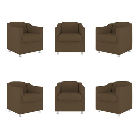 Kit 06 Poltronas Tilla Consultório Recepção Sala Suede Balaqui Decor Cor:marrom
