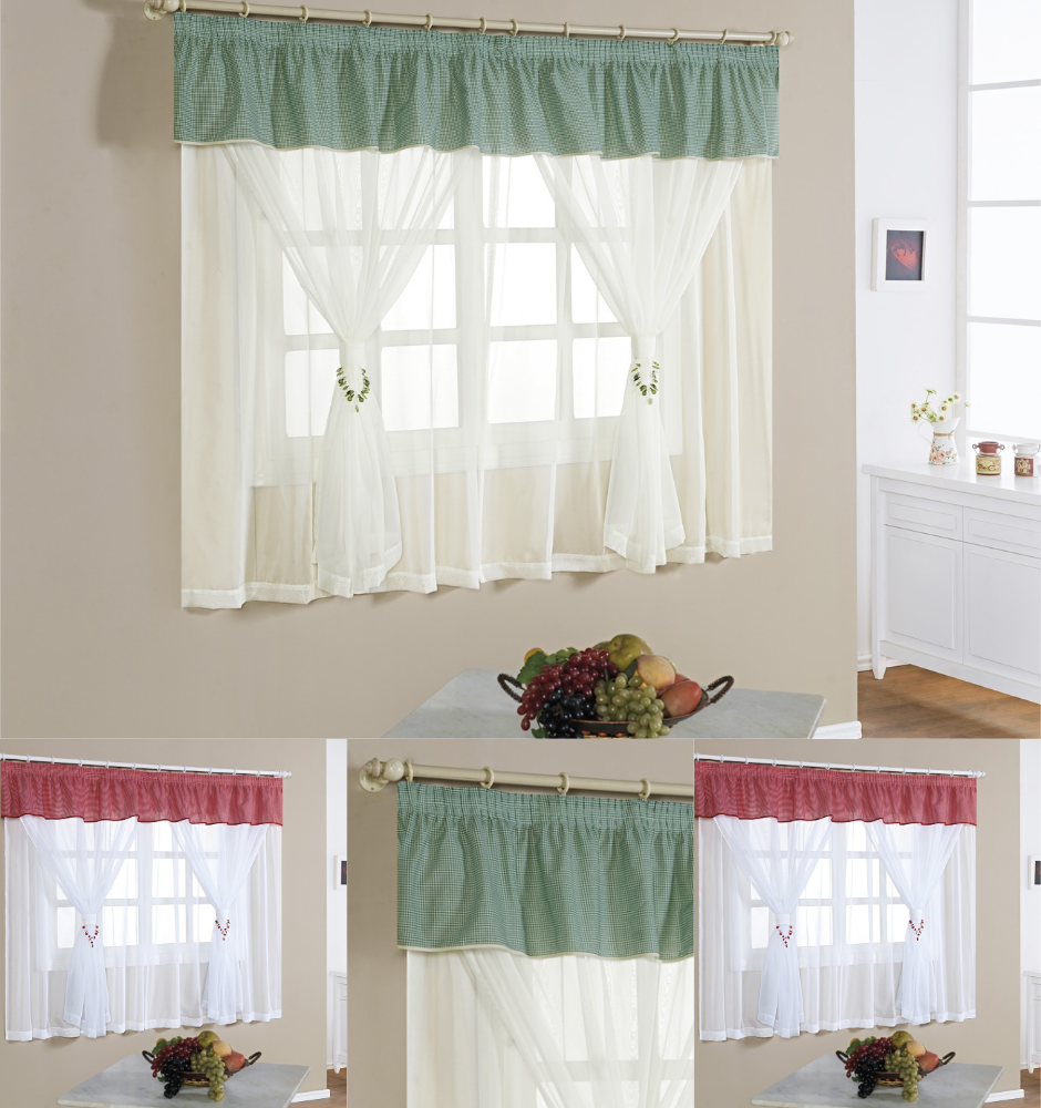 cortinas para cozinha moderna 2 metros curtinas elegante com forro em voal lindo - 1