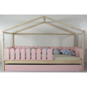 Bicama Infantil Solteirão Frente Casinha Colorida Madeira Maciça Pinus Grade Cercadinho