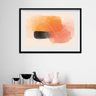 Quadro Abstrato Aquarela Alaranjada - 60x48cm:madeira Preta - 1
