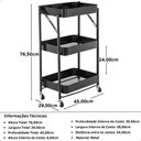 Ver imagem 7 de Carrinho Multiuso Organizador Dobrável com 3 Prateleiras - Preto