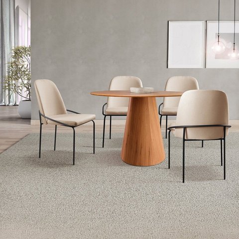 Conjunto Sala de Jantar Mesa Cone 120cm e 4 Cadeiras Maya Bege