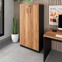 Ver imagem 1 de Armário Escritório F5 2 Portas 4 Prateleiras MDP 80cm Nogal com Preto F5 Office