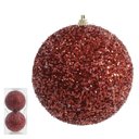 Ver imagem 2 de Bola Decorativa de Natal C/2 em Pvc Vermelha 10cm