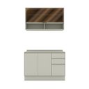 Ver imagem 2 de Cozinha Compacta Fineze 4 Portas 2 Gavetas 2 Prateleiras com Vidro 100% MDF Areia Hp - Henn