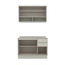 Ver imagem 3 de Cozinha Compacta Fineze 4 Portas 2 Gavetas 2 Prateleiras com Vidro 100% MDF Areia Hp - Henn
