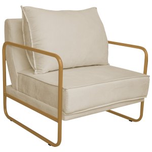 Poltrona Sevilha Base de Ferro Dourado Suede Amarena Móveis Verde