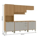 Ver imagem 3 de Cozinha Compacta Modulada 5 Peças 270cm 12 Portas e 2 Gavetas Colors Marrom Freijó/Cinza Chalck