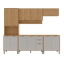 Ver imagem 2 de Cozinha Compacta Modulada 5 Peças 270cm 12 Portas e 2 Gavetas Colors Marrom Freijó/Cinza Chalck