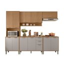 Ver imagem 7 de Cozinha Compacta Modulada 5 Peças 270cm 12 Portas e 2 Gavetas Colors Marrom Freijó/Cinza Chalck