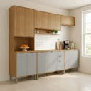Ver imagem 1 de Cozinha Compacta Modulada 5 Peças 270cm 12 Portas e 2 Gavetas Colors Marrom Freijó/Cinza Chalck