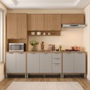 Ver imagem 6 de Cozinha Compacta Modulada 5 Peças 270cm 12 Portas e 2 Gavetas Colors Marrom Freijó/Cinza Chalck