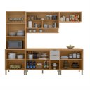 Ver imagem 4 de Cozinha Compacta Modulada 5 Peças 270cm 12 Portas e 2 Gavetas Colors Marrom Freijó/Cinza Chalck
