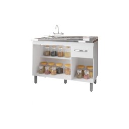 Balcão P/ Pia De Cozinha Lazer Anita 2 Portas 3 Gavetas Branca Moblis - 3