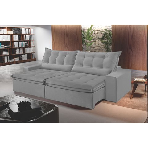 Sofá Retrátil e Reclinável 2,20cm com Pillow e Molas Ensacadas Montebello - Movenzo Estofados