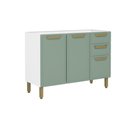 Ver imagem 1 de Balcão de Cozinha Bella C/ 3 Portas e 2 Gavetas S/ Tampo 120cm Verde - Bertolini
