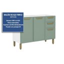 Ver imagem 2 de Balcão de Cozinha Bella C/ 3 Portas e 2 Gavetas S/ Tampo 120cm Verde - Bertolini