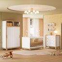 Ver imagem 1 de Quarto Infantil Flora Guarda Roupa 2 Portas Correr, Comoda 4 Gavetas, Berço Freijo/branco