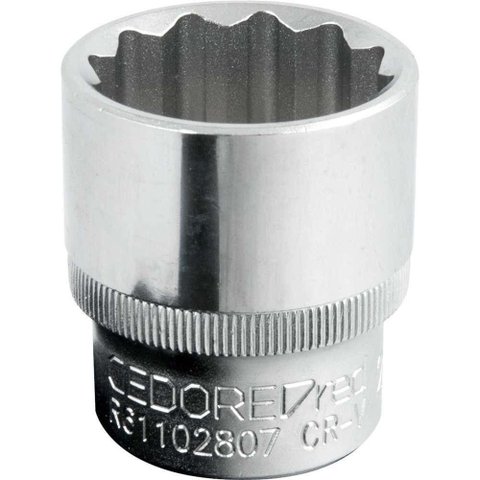 Gedore Soquete Estriado Encaixe 1-2 28mm Aco Cromo Vanadio Niquelado e Cromado Gedore Red