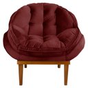Ver imagem 3 de Poltrona Decorativa Marcela Veludo Marsala Base Madeira Castanho - Pallazio Ana