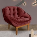 Ver imagem 2 de Poltrona Decorativa Marcela Veludo Marsala Base Madeira Castanho - Pallazio Ana