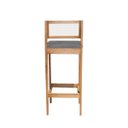 Ver imagem 6 de Kit 4 Banquetas Madeira Mel Bandada com Encosto Palha Rattan:Mel com Linho Chumbo