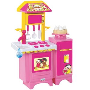 Cozinha Infantil Turma da Mônica 8076 Completa Geladeira Fogão Forno Pia Sai água de Verdade