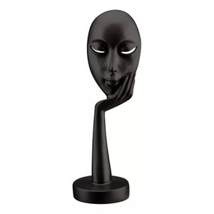 Escultura Estátua Máscara Face Mão no Rosto 36 Cm:preto Fosco