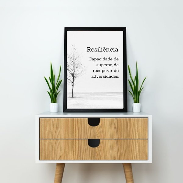 Quadro Decorativo Resiliência Definição 33x24cm:Madeira preta - 2