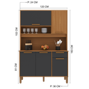 Ver imagem 6 de Armário de Cozinha Compacta Fidelitá Grécia 120cm 5 Portas 1 Gaveta com Tampo e Fundo