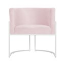 Ver imagem 1 de Poltrona Luana Suede Rosa Bebê Base Branca Sala Luxo - Fm