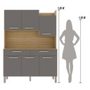Ver imagem 4 de Armário de Cozinha Compacta Mdf 6 Portas Viena Plus - Freijó/gris