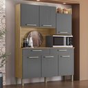 Ver imagem 1 de Armário de Cozinha Compacta Mdf 6 Portas Viena Plus - Freijó/gris