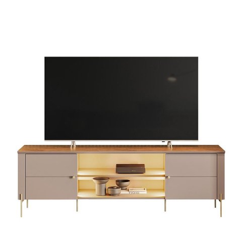 Rack Bancada Brasilia Grigio Fosco/Canela para TV até 75” - Mobler