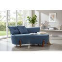 Ver imagem 2 de Namoradeira Sofá Feijão Luna 130cm Orgânica Linho Azul