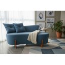 Ver imagem 1 de Namoradeira Sofá Feijão Luna 130cm Orgânica Linho Azul