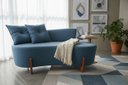 Ver imagem 1 de Namoradeira Sofá Feijão Luna 130cm Orgânica Linho Azul