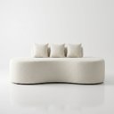 Ver imagem 2 de Sofa Organico 3LUGARES Feijão Bouclé Bege Curvo Anatomico Salas Clinicas Recepçao Barbearias Hotel P