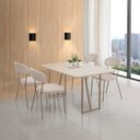 Ver imagem 1 de Conjunto Sala de Jantar com 4 Cadeiras Betina Bege/Champagne/Off White