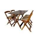 Ver imagem 2 de Mesa Dobrável com 4 Cadeiras Estofadas 120x70 Creme