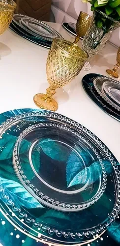 KIT SOUSPLAT BASE+CAPA+GUARDANAPO+ANEL 16PÇ PRETO C FLOR - 2