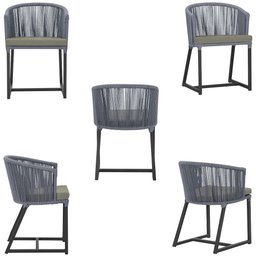 4 Cadeiras de Jantar Área Noronha em Alumínio com Pintura Preta Corda Náutica E8 Trama Original - 5