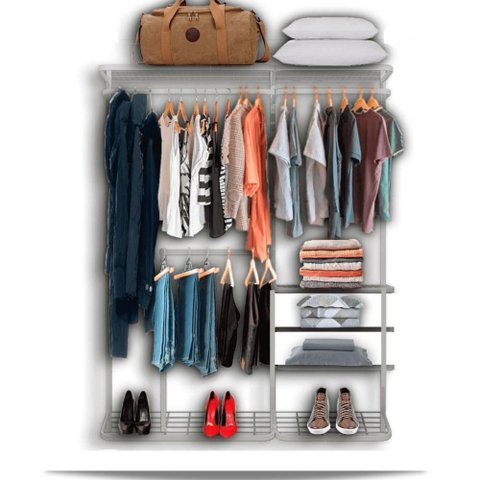 Cabideiro Arara Closet Casal Prateleira Aço Aramado - 1,60m - Branco