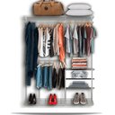 Ver imagem 1 de Cabideiro Arara Closet Casal Prateleira Aço Aramado - 1,60m - Branco