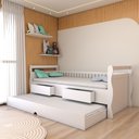Ver imagem 2 de Cama Infantil Bicama Tesouro 2 Gavetas 100% Mdf Branco - Panorama Móveis