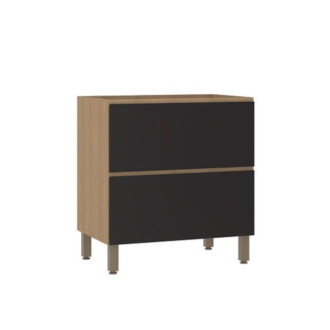 Balcão de Cozinha 80cm 1 Porta e 1 Gaveta sem Tampo Slim Luc Freijó-preto