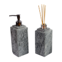 Ver imagem 1 de Kit Banheiro Bancada Lavabo Luxo em Pedra Sabão N03 Prata