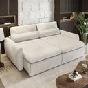Ver imagem 3 de Sofá sem Caixa Orgânico Charlie 3 Lugares em Linho Turco Retrátil e Reclinável Vira Cama 2,10 Off Wh
