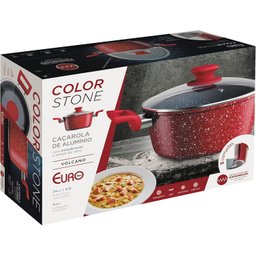 Caçarola 24 Cm Colorstone de Alumínio com Antiaderente e Tampa de Vidro, Volcano, Alu8655-vo, Euro H - 6